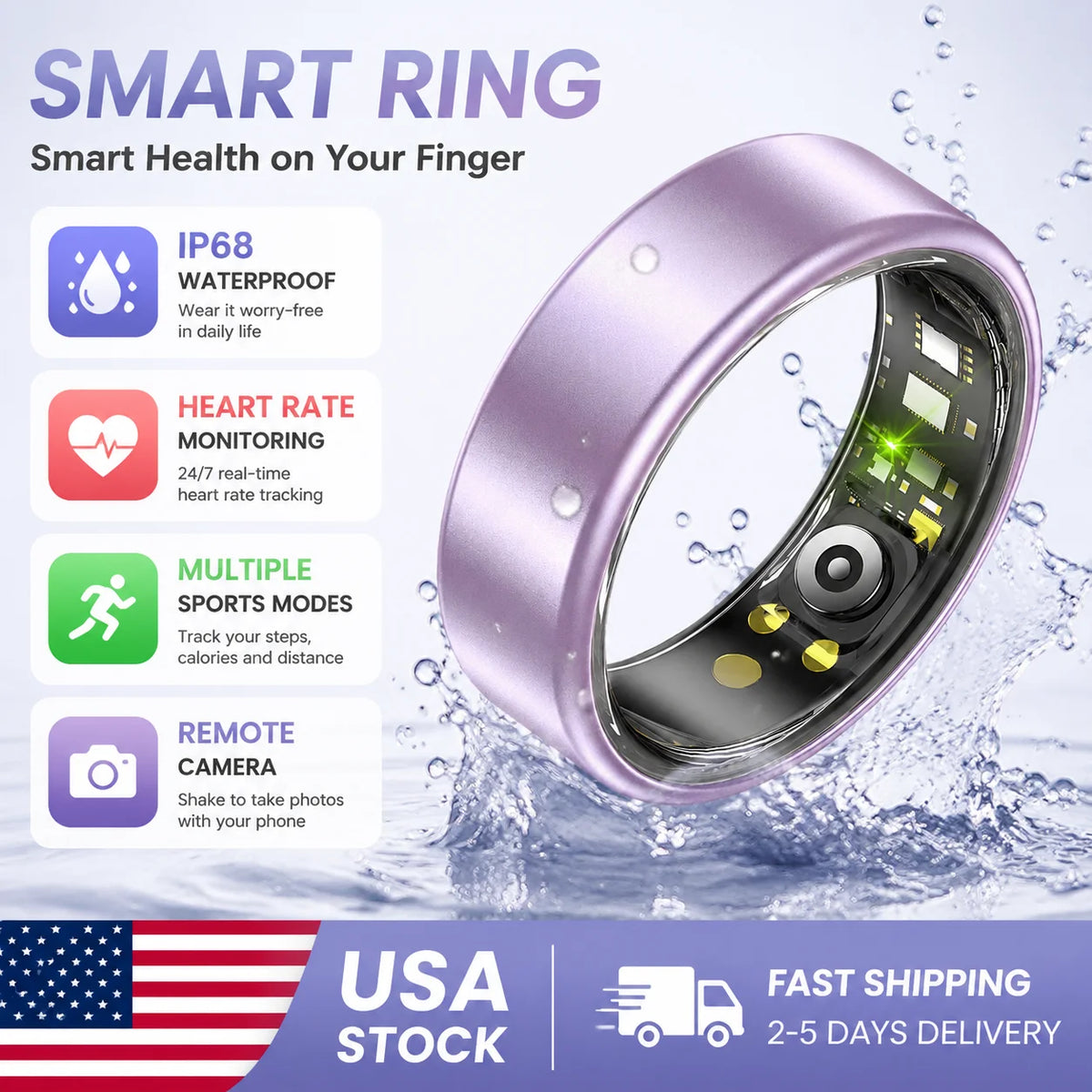 New R12 Smart Ring For Women Men Heart Rate Monitor Waterproof 100+ Sport Modes SmartRing Remote Control Take Photo Caculate Steps Sleep Monitor Healthy Ring for Couple Ring Gift