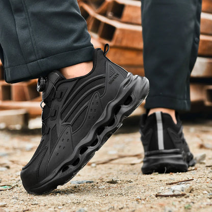 Rotating Button New Safety Shoes Men Anti-smash Anti-puncture Work Shoes Fashion Men Sport Shoes Security Protective Boots Men