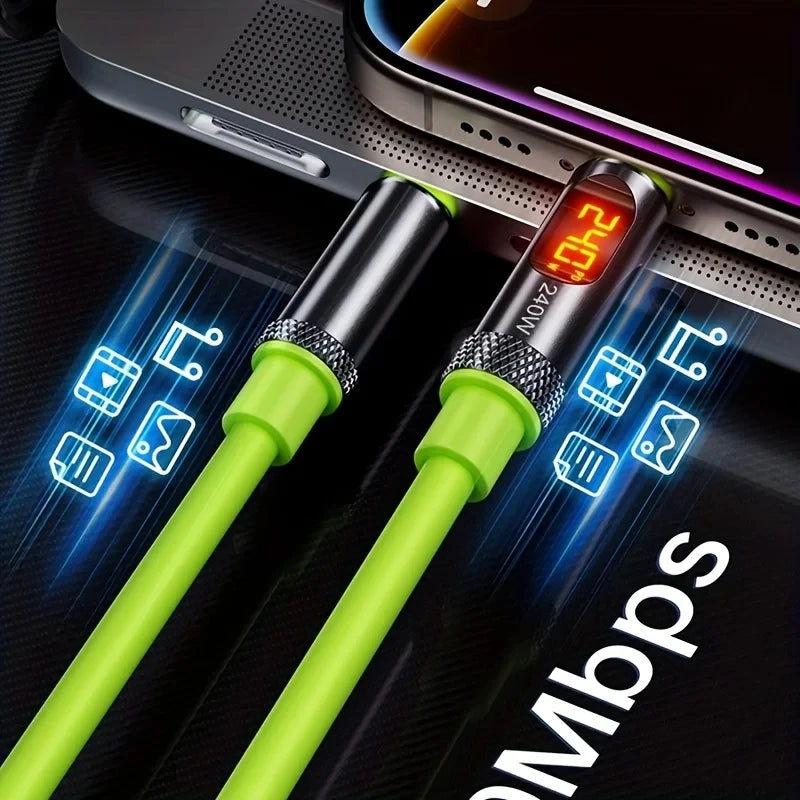 240W Max Digital Display Fast Charge Cable with Aluminum Alloy Case, 480Mbps, Type-C To Type-C for IPhone 17 16 15 Pro Max