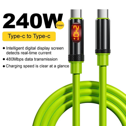 240W Max Digital Display Fast Charge Cable with Aluminum Alloy Case, 480Mbps, Type-C To Type-C for IPhone 17 16 15 Pro Max