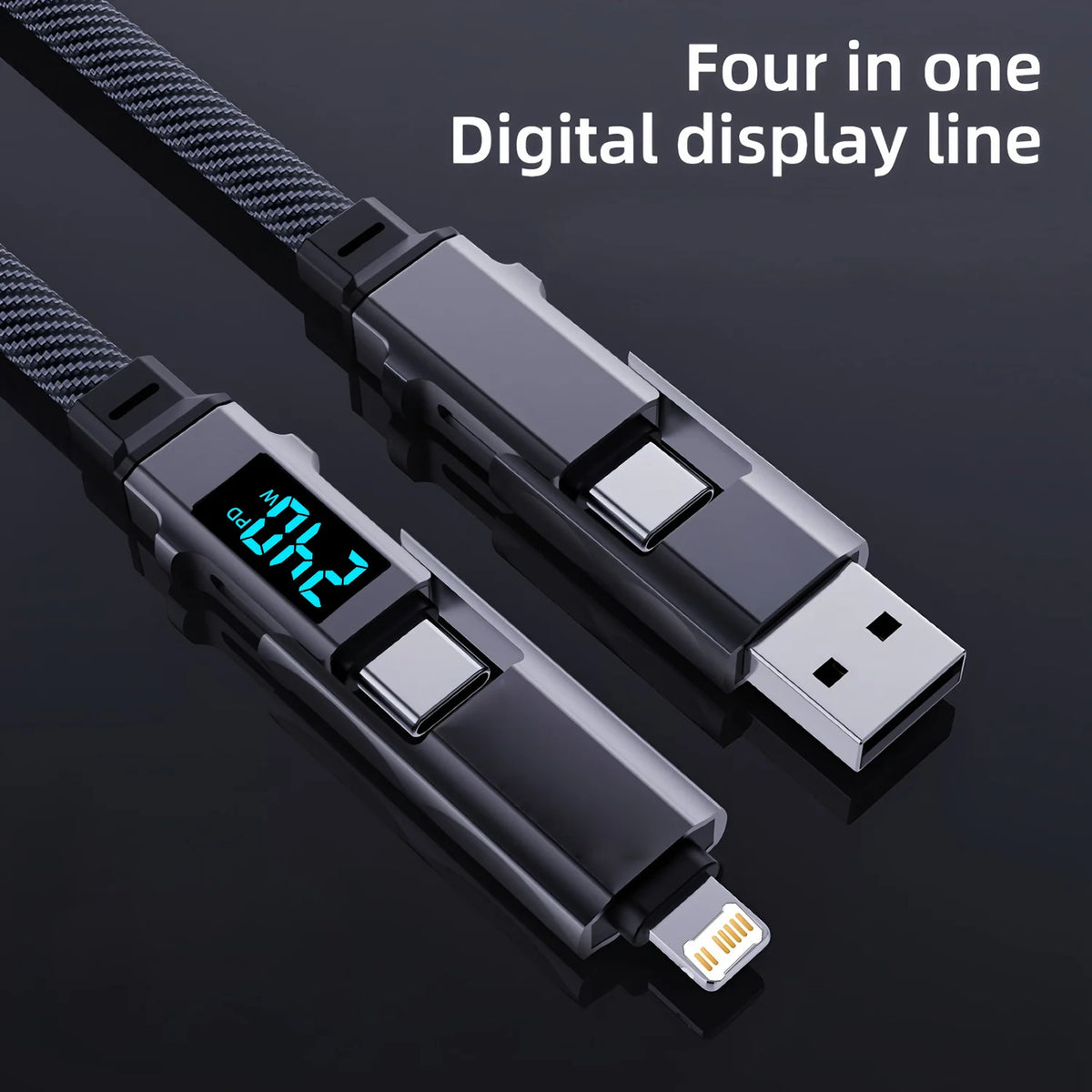 240W 4-in-1 Data Cable Super Fast Charging USB to Type-C USB C to Lightning With LED For IPhone16 15 14 XIAOMI HUAWEI