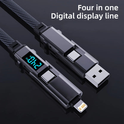 240W 4-in-1 Data Cable Super Fast Charging USB to Type-C USB C to Lightning With LED For IPhone16 15 14 XIAOMI HUAWEI
