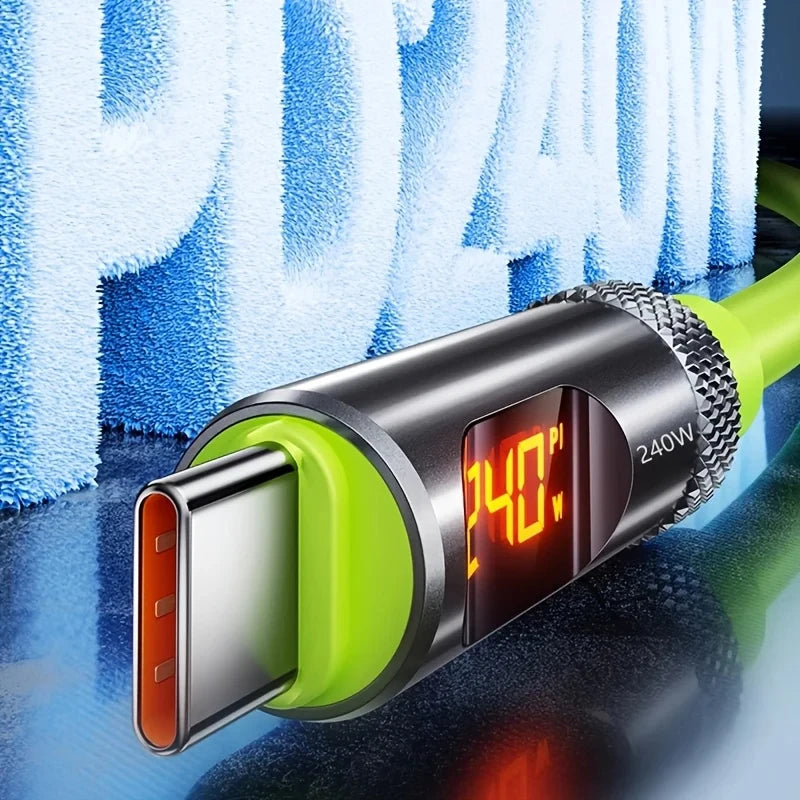 240W Max Digital Display Fast Charge Cable with Aluminum Alloy Case, 480Mbps, Type-C To Type-C for IPhone 17 16 15 Pro Max