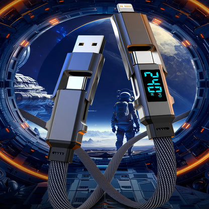 240W 4-in-1 Data Cable Super Fast Charging USB to Type-C USB C to Lightning With LED For IPhone16 15 14 XIAOMI HUAWEI