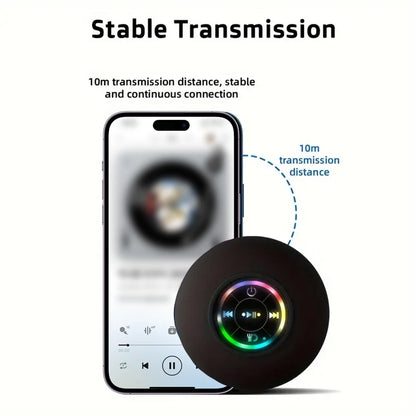 Portable Wireless Bluetooth Speaker LED Light IPX4 Waterproof Loudspeaker Outdoor Bathroom Large Suction Cup Stereo Sound Box